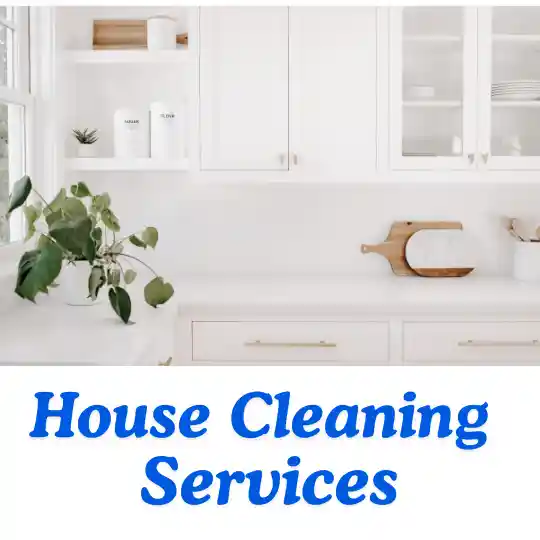 image of spotless kitchen with words house cleaning services